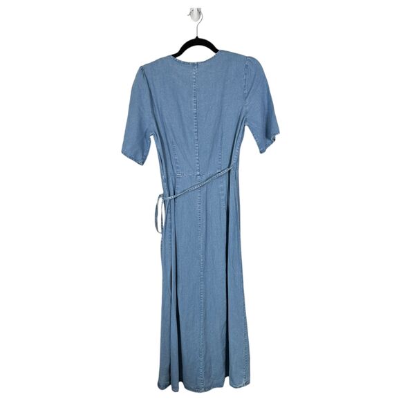 Gap Chambray Denim Side Button Wrap Dress Midi Women's Size XS - Picture 4 of 8
